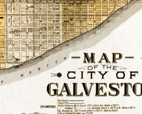 Old Map Of Galveston Texas 1904 Vintage Map Wall Map Print Vintage