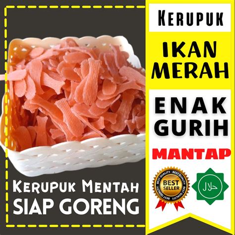 Jual Kerupuk Bentuk Ikan Warna Merah Mentah Krupuk Bawang Renyah Gurih