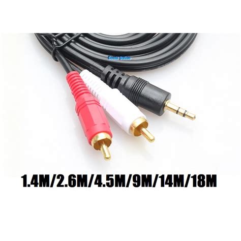 Gold Plated 3 5mm Stereo Audio Aux To 2 RCA MALE L R Cable 1 4M 2 6M