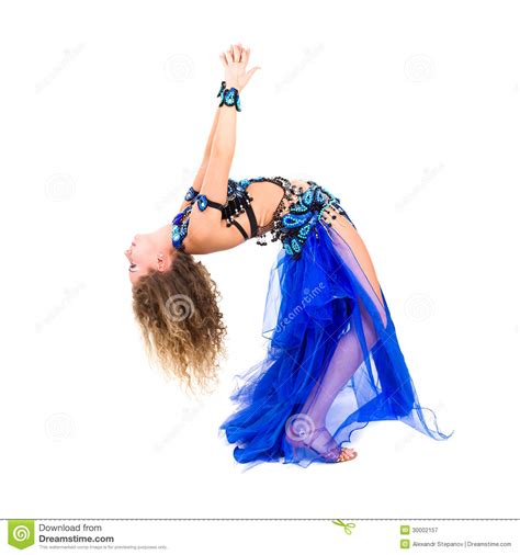 Jeune Belle Danseuse Du Ventre Dans Un Costume Bleu Image Stock Image