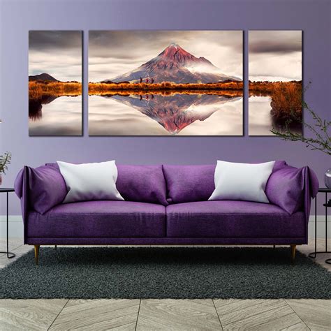 New Zealand Canvas Wall Art White Sky Mount Taranaki 3 Piece Multiple