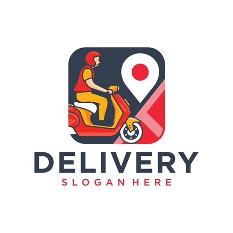 A Man Is Riding A Scooter Delivery Logo Vector Template 17503876