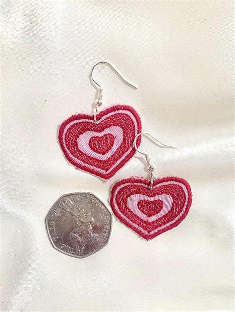 Handmade Embroidered Earrings Made With Recycled Fabric Etsy Uk