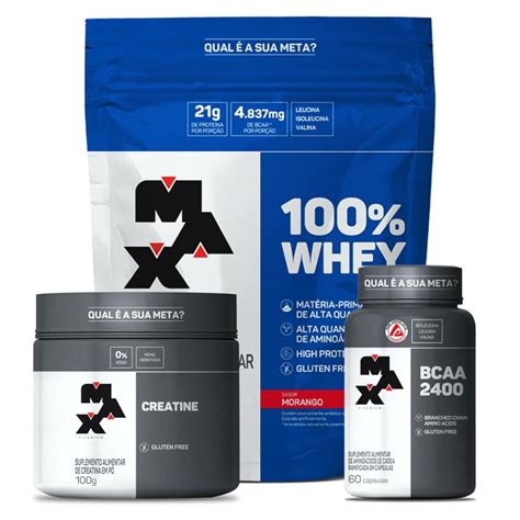 Combo Whey 900g Bcaa 60 Caps Creatina 100g Max Titanium Submarino