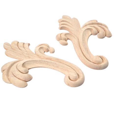 Decorative Wood Corner Element With Leaf Patterns For Furniture