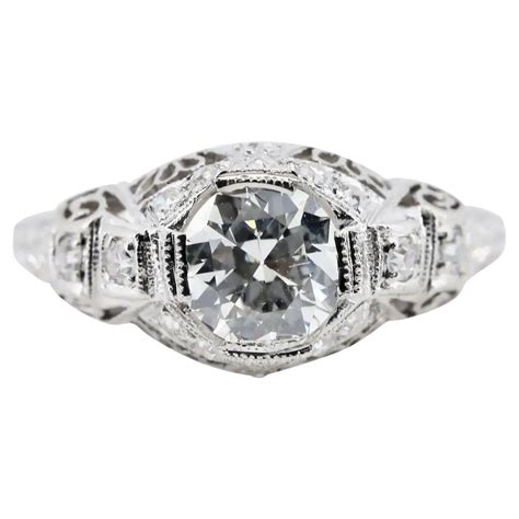 Enchanting Art Deco Diamond Filigree Engagement Ring In Platinum For