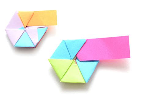 hexagon origami modular  blank tail note stock photo