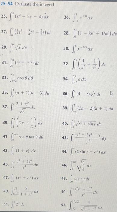 Solved 25 54 Evaluate The Integral 25 ∫13x22x−4dx 26