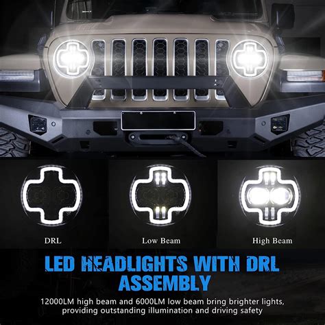 Buy Bunker Indust Wrangler Jl Inch Led Headlights With Halo Drl Pair