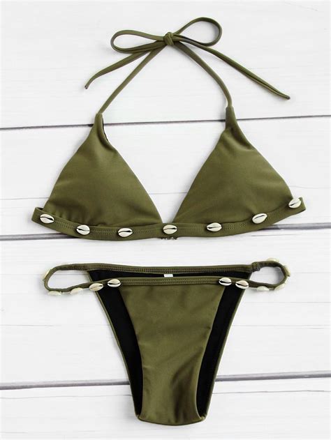 Sets De Bikini Tri Ngulo Con Dise O De Concha Spanish Shein Sheinside