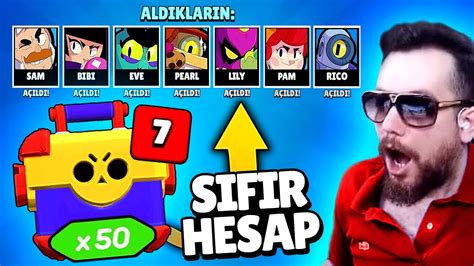 SIFIR HESAPTA 50 MEGA KUTU AÇTIM KARAKTER REKORU KIRDIM Brawl Stars