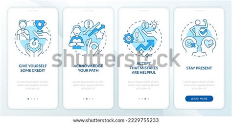 Overcoming Impostor Feelings Tips Blue Onboarding Stock Vector Royalty Free 2229755233