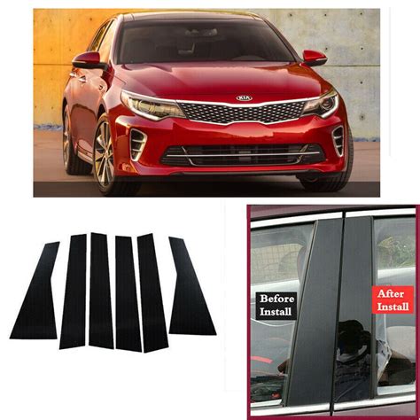 For Kia Optima 2016 2020 6pcs Black Pillar Posts Set Door Trim Piano