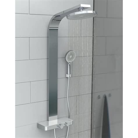 Colonne de douche avec tablette thermostatique chromé Samoa Rain