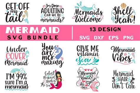 Mermaid Svg Bundle T Shirt Design By Teewinkle Thehungryjpeg