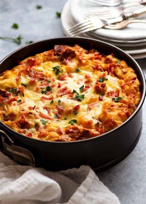 Cheese And Bacon Strata Cake Breakfast Casserole Yummy Recipe