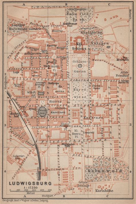 Ludwigsburg Town City Stadtplan Baden W Rttemberg Schloss Karte