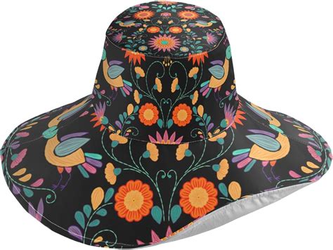 Women S Foldable Floppy Travel Beach Sun Visor Hat Ornate Ethnic