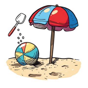 Cartoon Doodle Beach Ball And Spade Beach Ball Spade Png Transparent