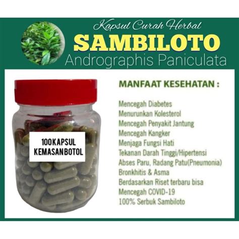 Jual Daun Sambiloto Kapsul Curah Herbal Kemasan Botol Shopee