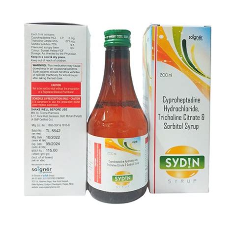 Cyproheptadine Tricholine Citrate Syrup Manufacturer And Supplier In