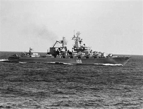 A Starboard Bow View Of The Soviet Guided Missile Cruiser Slava