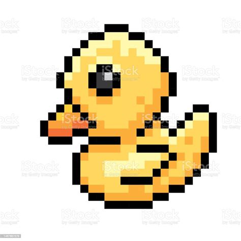 Yellow Duck Pixel Style Isolated On White Background Stock Illustration Download Image Now