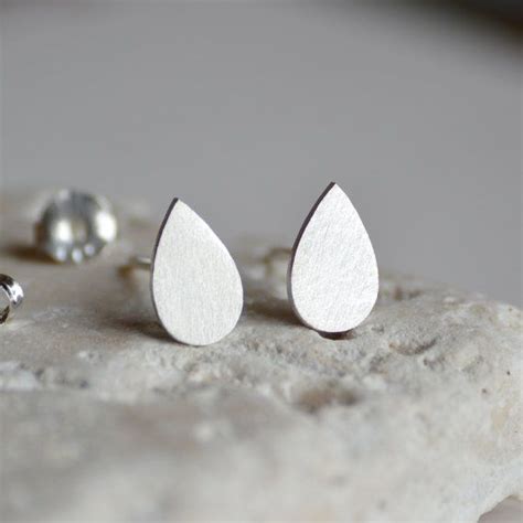 Raindrop Teardrop Earring Studs In Sterling Silver By Huiyitan £2000