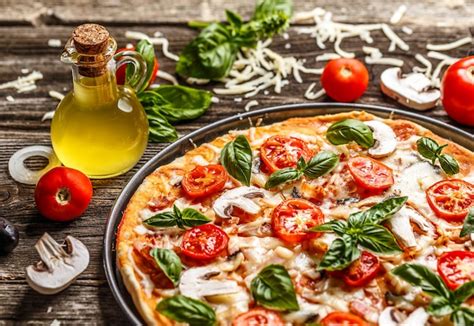 Premium Photo Fresh Pizza With Tomatoes Cheese And Mushrooms