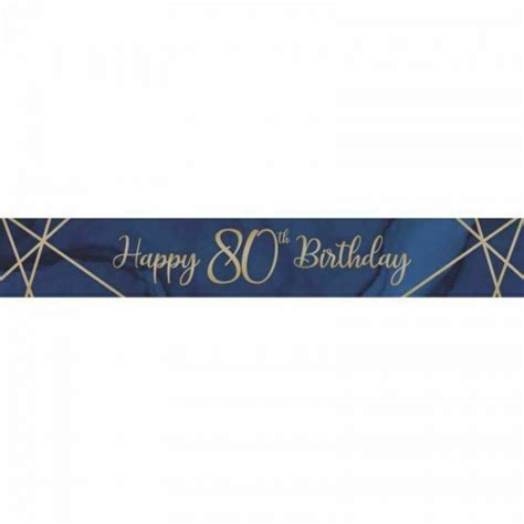 Navy Blue Gold Geode Foil Banner 9ft Age 80 The Party Place