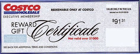 Costco Executive Membership Reward Certificate Ilovecostco