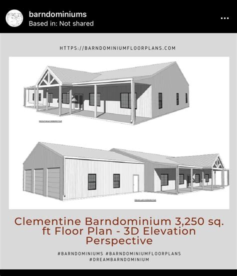 Foot Wide Scarlett Barndominium Sq Ft D Elevation Perspective