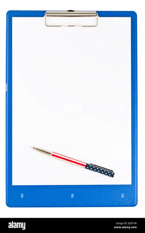 Blank Blue Clipboard With A Pen Stock Photo Alamy