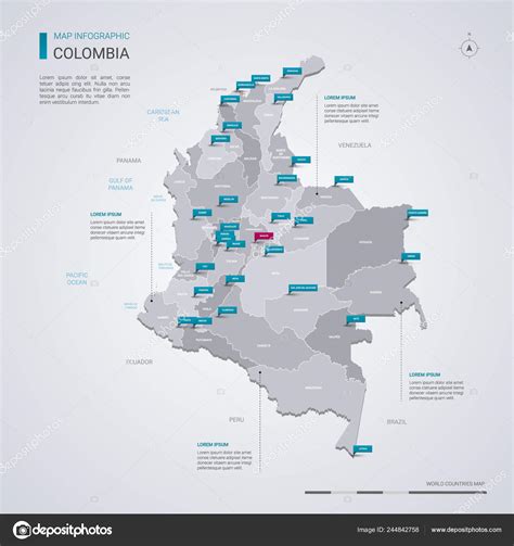 Colombia Vector Map Infographic Elements Pointer Marks Editable