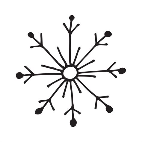 Vector Illustration In Doodle Style Cute Simple Snowflake Snowflake