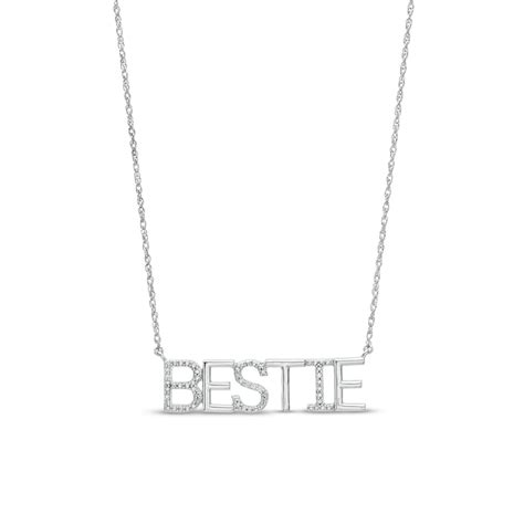 Diamond Accent "BESTIE" Necklace in Sterling Silver | Zales