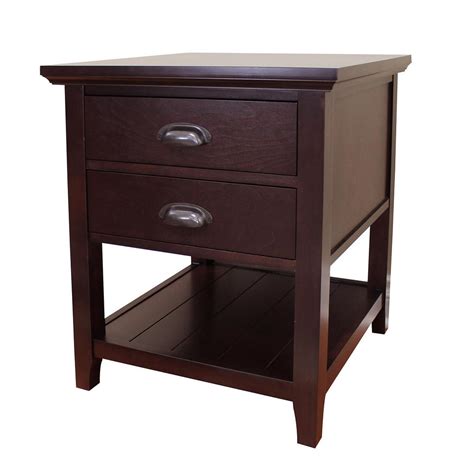 DonnieAnn Lindendale 2-Drawer Espresso End Table-705070 - The Home Depot