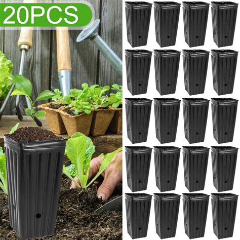 20pcs Tall Tree Pot Plastic Deep Nursery Treepot 7 8inch Tall Seedling Flower Plant Container