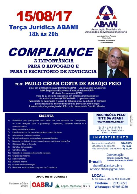 Terças Jurídicas ABAMI Compliance A Importância para o Advogado e