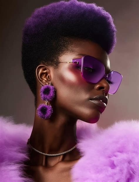 Premium Photo A Woman Wearing Purple Sunglasses With Purple Lenses