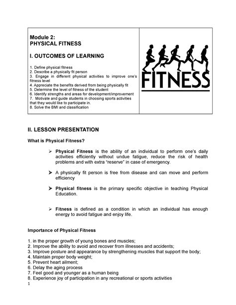 Module 2 Physical Fitness Module 2 Physical Fitness I Outcomes Of Learning 1 Define