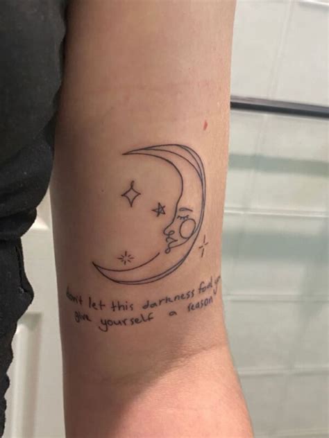 Crescent Moon Tattoos Fine Line Script Tattoos On Arm Idea