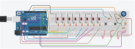 PRÁCTICA 5 CIRCUITO CON LEDS PRENDIDOS EN SECUENCIA POTENCIÓMETRO Y