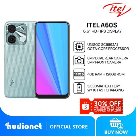 ITEL A60s Smartphone 4GB RAM 64GB 128GB ROM Shopee Philippines