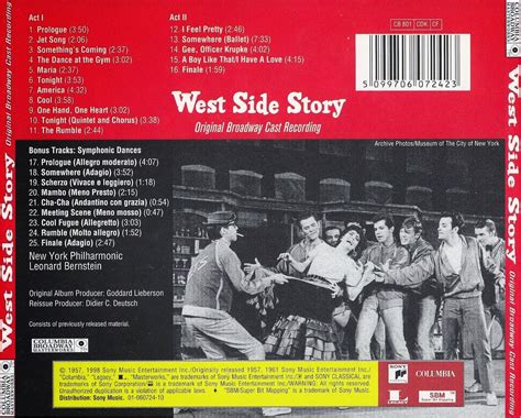 Music Of My Soul Va 1957 West Side Story Original Broadway Castsony