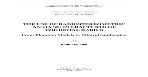 The Use Of Radiostereometric Analysis In Fractures Of Healing In