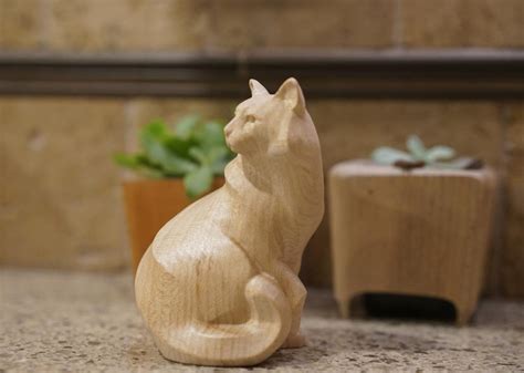 Hand Carved Wooden Cat Sculptures • Hauspanther