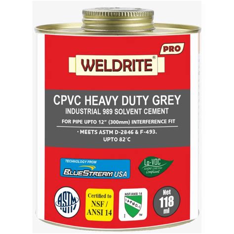 118 ML WELDRITE CPVC HEAVY DUTY GRAY INDUSTRIAL SOLVENT CEMENT 989 Tin