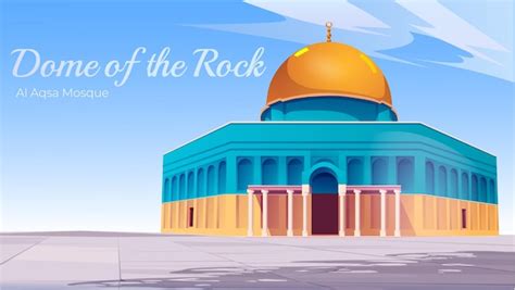 Premium Vector The Dome Of The Rock In Palestine Cartoon Style