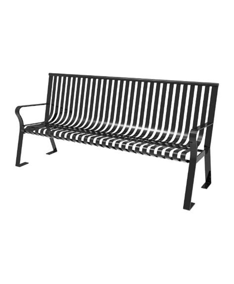 Steel Strap Metal Bench With Back Parktastic Series Park Warehouse